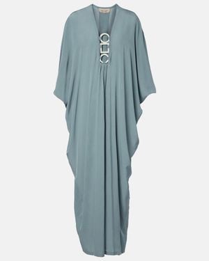Adriana Degreas Ring-Detail Draped Kaftan - Blue