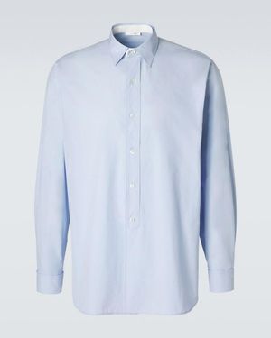 The Row Melchior Cotton Poplin Shirt - Blue