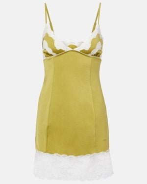Chloé Vestido Lencero Con Encaje - Amarillo