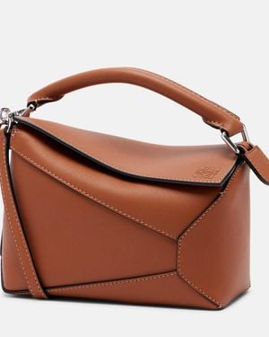 Loewe Puzzle Edge Mini Leather Tote Bag - Brown