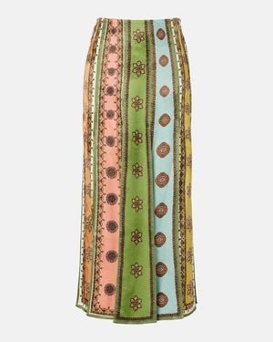 ALÉMAIS Contina Printed Jacquard Maxi Skirt - Green