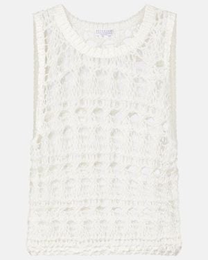 Brunello Cucinelli Top Aus Haekelstrick - Weiß