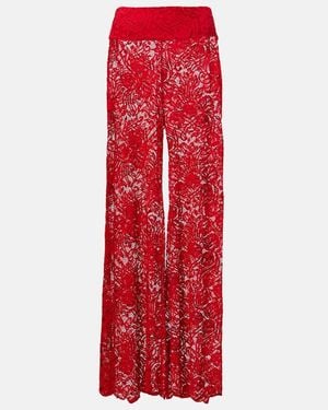 Alexandra Miro Paloma Lace Wide-Leg Trousers - Red