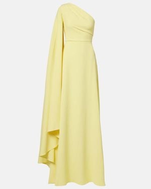 Solace London Yazmin Asymmetric Caped Gown - Yellow
