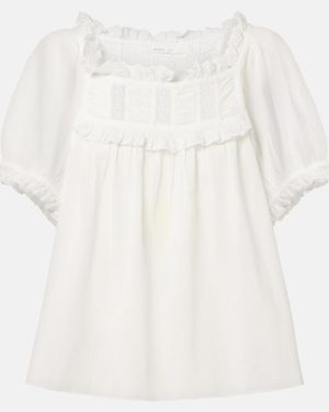 Doen Frances Lace-Trimmed Cotton-Blend Top - White