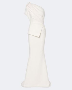 Safiyaa Elyna Asymmetric Crepe Gown - White