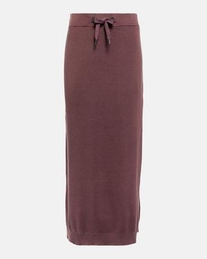 Brunello Cucinelli Ribbed-Knit Cotton Midi Skirt - Purple