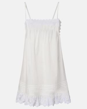 Saint Laurent Lace-Trimmed Cotton Slip Dress - White