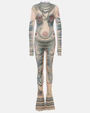 Jean Paul Gaultier Tattoo Collection Mesh Jumpsuit - Multicolour