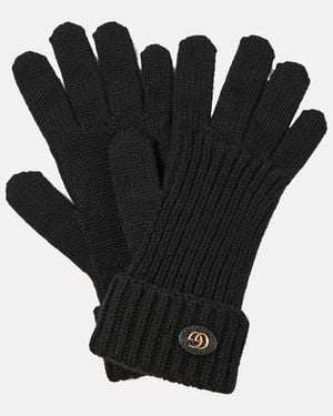 Gucci Double G Wool And Cashmere Gloves - Black