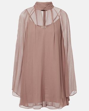 STAUD Esther Chiffon Minidress - Brown