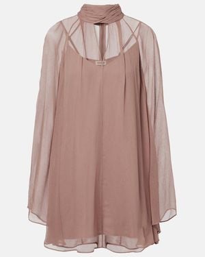 STAUD Esther Chiffon Minidress - Brown