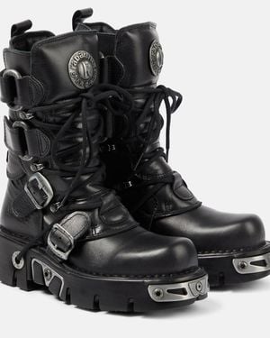 Rabanne X New Rock botas biker de piel adornadas - Negro