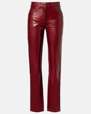 KHAITE Callum Leather Straight Pants - Red