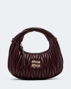 Miu Miu Wander Mini Matelasse Leather Top-Handle Bag - Purple