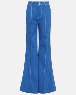 Zimmermann Embroidered High-rise Flared Jeans - Blue