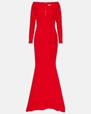 Safiyaa Wilson Crepe Fishtail Gown - Red