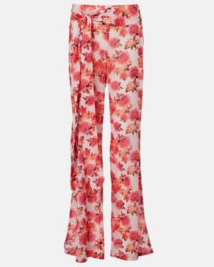 Bananhot Pantaloni Bowie Con Stampa Floreale - Rosso