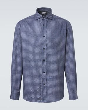 Brunello Cucinelli Printed Cotton Shirt - Blue