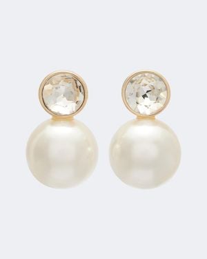 Carolina Herrera Pendientes Con Cristales - Blanco