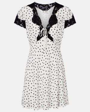 RIXO London Polka-Dot Lace-Trimmed Minidress - White