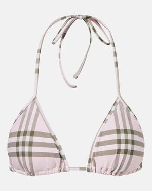 Burberry Top De Bikini Con Check - Blanco