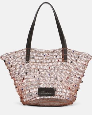 STAUD Verzierte Henkeltasche Jewel - Pink