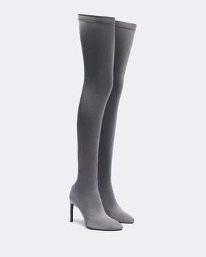 Victoria Beckham Overknee-Stiefel Harlow Aus Jersey - Grau