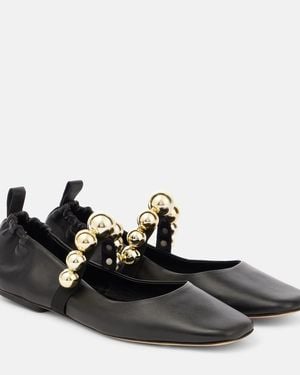 Souliers Martinez Flamenca Leather Mary Jane Flats - Black