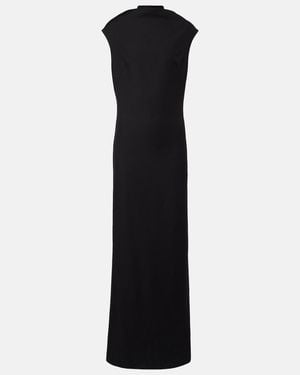 Brunello Cucinelli Monili Draped Wool-Blend Gown - Black