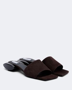 Alaïa Ellipse Suede Mules - Black