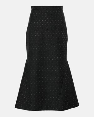 Erdem Polka-Dot Cotton And Wool Lame Midi Skirt - Black