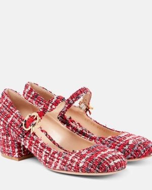 Gianvito Rossi Mary Ribbon Boucle Mary Jane Court Shoes - Red