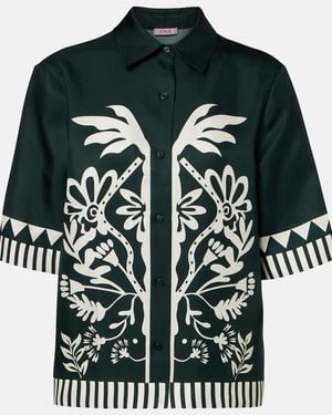 Eres Camisa Emeraude De Sarga De Seda Estampada - Negro