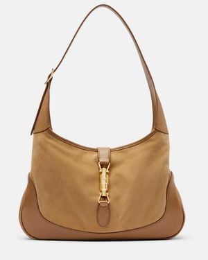Gucci Jackie Medium Suede Shoulder Bag - Brown
