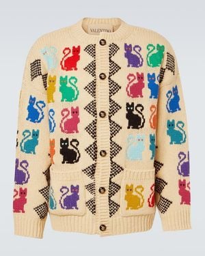 Valentino Jacquard Virgin Wool Cardigan - Multicolour