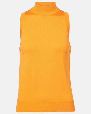 Carolina Herrera Knitted Silk And Cotton Turtleneck Top - Yellow