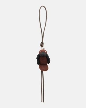 Loewe Taschenanhaenger Aus Wolle Mit Leder - Weiß