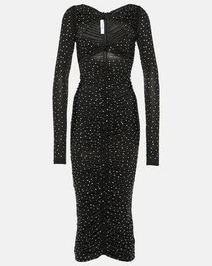 Alex Perry Crystal-Embellished Cutout Jersey Midi Dress - Black