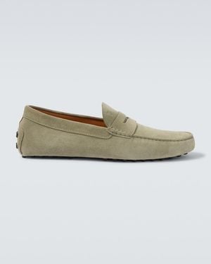 Tod's Mokassins Gommino Aus Veloursleder - Weiß