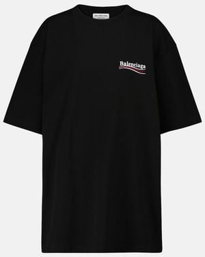 Balenciaga Logo Cotton T-Shirt - Black