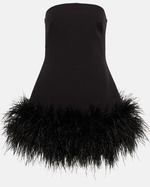 Safiyaa Strapless Feather-trimmed Minidress - Black