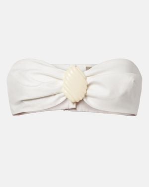 Adriana Degreas Embellished Cotton-Blend Bandeau Top - Natural