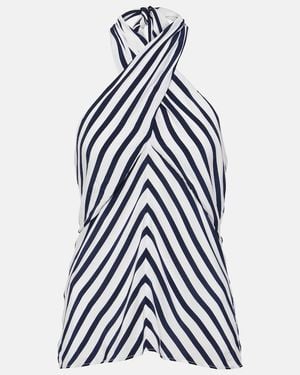 STAUD Dawn Striped Halterneck Top - White