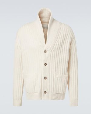 Allude Ribbed-Knit Wool And Cashmere Cardigan - Natural