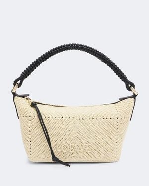 Loewe Cala Mini Leather-Trimmed Raffia Top-Handle Bag - Metallic
