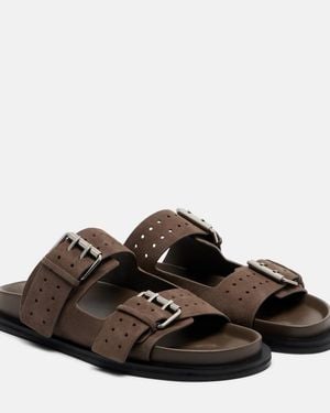 A.Emery Leon Suede Slides - Brown