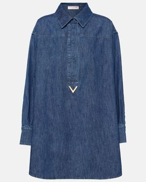 Valentino Vgold Chambray Denim Shirt Dress - Blue
