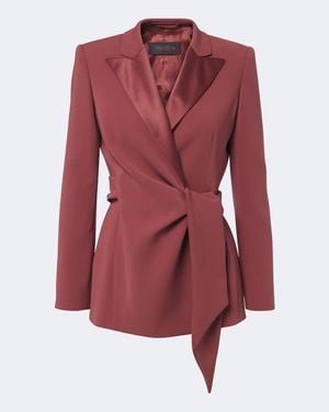 Max Mara Blazer Envolvente Con Saten - Rojo