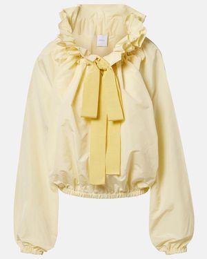 Patou Tie-Neck Faille Top - Metallic